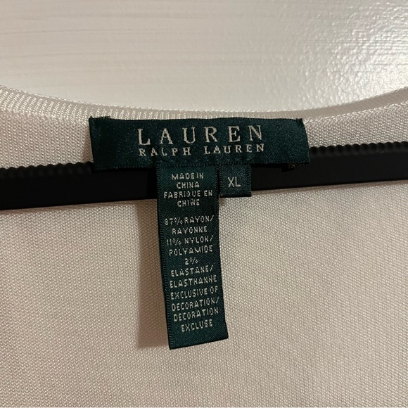 #173 LAUREN BY RALPH LAUREN SLEEVELESS TANK TOP W. GOLD TRIM RUFFLE SIZE X-LARGE - Picture 3 of 5